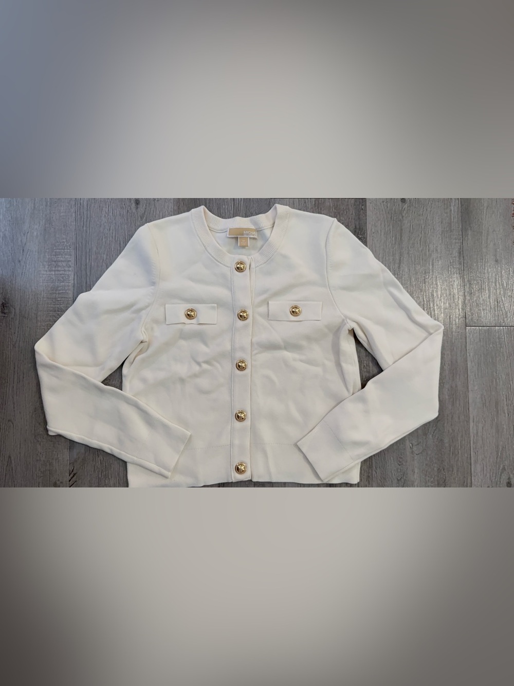 Michael Kors White Gold-Button Sweater